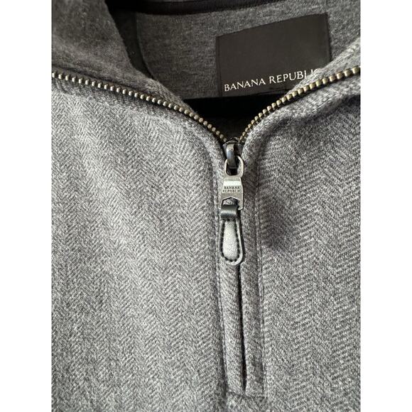 Banana Republic Gray Cotton Wool Blend 1/4 Zip Pullover Sweater Mens Size Medium - Picture 6 of 8